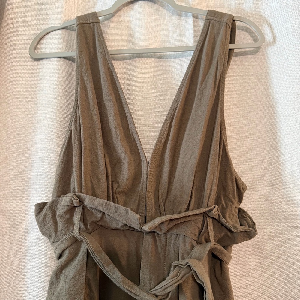 Mable 100% Cotton Tilly Belted jumpsuit olive green - Picture 5 of 7
